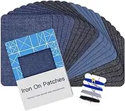 Iron on Patches for Clothing Repair 20PCS, Denim Patches for Jeans Kit 3" by 4-1/4", 4 Shades of Blue Iron On Jean Patches for Inside Jeans & Clothing Repair