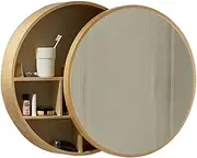 Wall Mirror for Bathroom Cabinets, Mirror with Shelf, Anti-Fog Wall Decorative Mirror, Bathroom Vanity Mirror (Wood 70 x 70 x 14 cm)