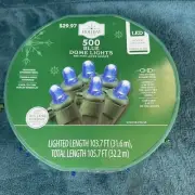 Holiday Time 500 Blue Dome Lights LED Indoor/Outdoor Green Wire Energy-Saving Ch