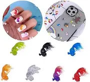 KWOLYKIM 50 Pieces Nail Colorful Fish Charms, Resin Flatbacks Kawaii DIY Embellishments Accessories Charms for Slime Nails DIY Craft Scrapbooking Phone Case Doll House Stationery Box Decoration