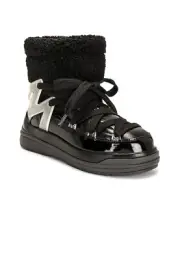 $695 MONCLER Insolux M Patent Leather Faux Fur Snow Boots Black Sz 37.5 /7.5 US