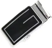 [Glamexx24] Belt Buckle Men's Belt Replacement Buckle Ratchet Automatic Belt Buckle Belt Accessories Suitable for Width 35 mm Belt, Black with silver line pattern, Einheitsgröße