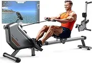 MettleMatic Rowing Machine for Home Foldable: 300 Newton 16 Levels Magnetic Resistance Rowing Machines - Bluetooth Rowing Machine with 150 kg Load Capacity