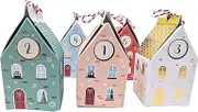 Make Your Own Advent Calendar Kit - 25 Festive House Boxes with number stickers and string - Dimensions per box: 5 x 5 x 8.5 cm