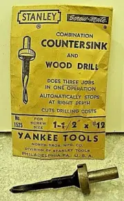 Stanley 1525 Screw-Mate Drill Bit 1 1/2" x 12 Screw Sink Countersink Counterbore