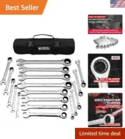 Ergonomic 18pc Metric Ratcheting Wrench Master Set - Fast & Reliable Performance