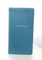 Address Book Pocket Size 3x6 Leather Cover Passwords Graphic Image Light Blue