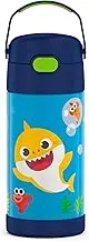 THERMOS FUNTAINER Water Bottle with Straw - 12 Ounce, Baby Shark - Kids Stainless Steel Vacuum Insulated Water Bottle with Lid