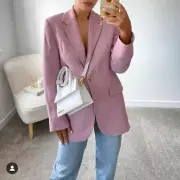 ZARA PINK STRAIGHT FIT LINEN BLEND BLAZER LIMITED EDITION SIZE XS