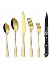 PHILIPALA 24-piece Gold Silverware Set with Steak Knives for 4, Stainless Steel