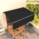 Manual Retractable Awning with Blind Outdoor Foldable Canopy Anthracite vidaXL