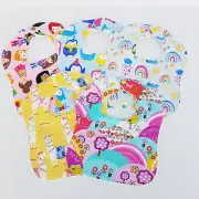 Baby Bibs Mixed Bright Colourful Prints 5 x Pack 100% Cotton Handmade New