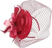 [CANIGHT] Tea Party Fascinator Headpiece for Bride Elegant Banquet Headwear with Plume Netting Versatile Hair Clip Headband Accessory for Weddings Events