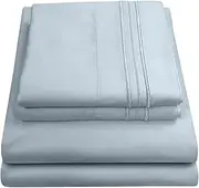 Sweet Home Collection 1800 Thread Count Bed Set Egyptian Quality Brushed Microfiber 4 Piece Deep Pocket Sheets King Misty Blue