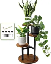 [AUGOSTA] 3 Tier Plant Stand, Corner Plant Stand, Tall Metal Wood Plant Shelf Holder for Indoor Plants, Outdoor Garden Plant Display Rack Flower Pot Stand for Corner Living Room Balcony Garden Patio