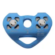 30KN Zip Line Climbing Dual Pulley Trolley Roller Aluminum Sports Carabiner