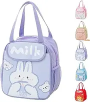 BILIPOPX Cute Lunch Bag Kawaii Aesthetic Lunch Bag for Women Insulated Lunch Box Bag (Purple Bunny)
