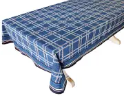 Hand Block Printed Tablecloth - Madras Indigo - 70" x 108"
