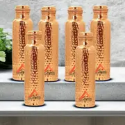 100% Pure Copper Hammered Water Bottle Handmade For Health Benefits Set of 6