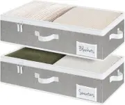 StorageWorks Under Bed Storage Containers with Handles and Label Medium, Gray