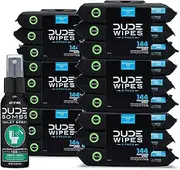 DUDE Wipes Flushable Wipes MONDO Pack, 18pks (864ct), Fragrance Free, plus a bonus DUDE Bombs Spray, Black