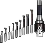 R8-F1 2inch Boring Heads R8 Shank Holder Set with 1/2inch Carbide Boring Bar for Manufacturing and Milling Workpiece Boring Tool