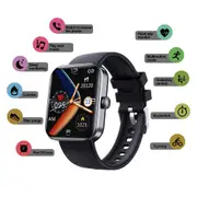 Bluetooth Call Heart Rate Blood Glucose Monitor Sports Smart Watch-Black