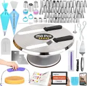 RFAQK 250 PCs Aluminum Cake Decorating Tools Kit with 12" Metal Turntable & K...
