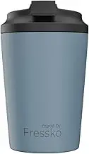 made by Fressko Reusable Coffee Cup - Stainless Steel Insulated Mug - Leak Proof Travel Cup for Hot/Cold Drinks - 3 Hr Heat Retention - Fits Car Holders & Coffee Machines - River - 12oz 340ml