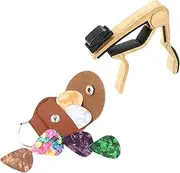 Kisangel 1 Set Guitar Capo and Set Musical Accessory with Durable Picks and Holder for Electric Acoustic Guitars Ukulele Banjo and Mandolin Players