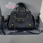 （精品二手）BALENCIAGA 巴黎世家 黑色牛皮 NEO CLASSIC MINI迷你機車包/單肩包/手提包/斜背包