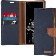 Goospery Samsung Galaxy S22+ Plus 5G Fabric Wallet Case Cover S906 [Navy]