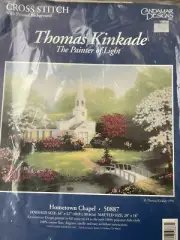 Candamar Designs Cross Stitch Thomas Kinkade *Hometown Chapel 50887 church New