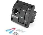 Bilge Pump Control, Long Durability Bilge Pump Switch Panel Built in Fuse Holder for 12V 24V DC Boat Bilge Pump