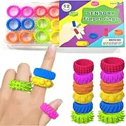RUOXGZP Sensory Fidget Toys for Autism Kids ,12 Pack Quiet Calming Spinner Rings Autism Stress Relief , Students Anxiety Relie