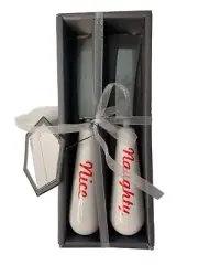 New Thirstystone Naughty Nice Cheese Christmas Spreader 2 pc Set NIB Macys