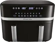 Russell Hobbs Satisfry 9L Dual Basket Air Fryer, RHAF2768SIL, Dual Baskets, Sync & Match Functions, Digital Touch Screen, 9 Pre-Set Functions, Silver