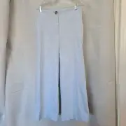 Ann Taylor Sz 4 Light Blue Wide Leg Trouser Office Career Preppy Cropped Pants