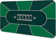 10 Player Texas Hold'em Poker Mat - Rubber Topper for Tables, Folding Portable Table Top Layout for Blackjack Casino Games (160 x 80 x 0.2 cm, Green)