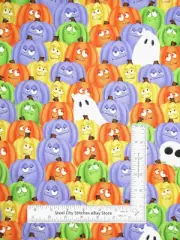 Halloween Fabric Pumpkins Ghosts Glow in the Dark Ghosts Cotton Henry Glass Yard