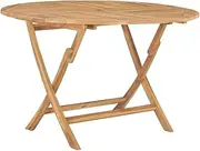 vidaXL Round Garden Table - Outdoor Foldable Patio Dining Table Crafted from Solid Teak Wood, Smooth Sanded Finish, Weather Resistant, 120 cm Diameter
