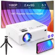 Projector, Native HD 1080P 5G Wifi Bluetooth Projector, Outdoor Movie Projector