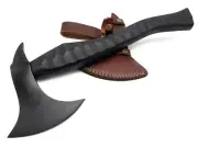 CUSTOM HANDMADE HUNTING TOMAHAWK HATCHET VIKING AXE JUNGLE WOOD GRIP SHEATH
