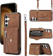 [Asuwish] Mobile Phone Case for Samsung Galaxy S24 5G, Case with Strap, Card Slot, Foldable Wallet, Stand Cover, Leather Chain, Vintage Bumper, S 24 24S, S24 Case, Mobile Phone Case, Protective Women's