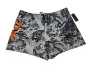 Ed Hardy Christian Audigier Mesh Mens Shorts Sz XXL 2XL Grey Skull Panther NEW