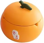Ashtray Fruit Shape Ashtray Ceramic Ashtray with Lid Tabletop Ashtray for Family Office Restaurant Verandahs Home Decoration etc Ash Tray for Cigarettes(Orange)