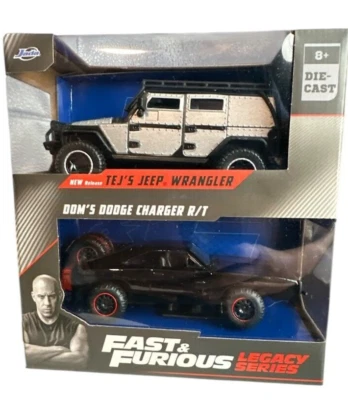 Fast & Furious Tej's Jeep Wrangler & Dom's Dodge Charger R/T JADA Die-Cast 1:32