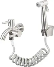 Shower Bidet Sprayer - 304 Stainless Steel Wall-Mounted Single-Cold Quick-Open Laundry Pool Multifunctional Dual-Outlet Washing Machine Faucet with Spray Gun