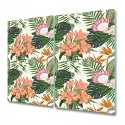 Glass Bread Board Kitchen Worktop Saver Kitchen Botanical floral green 2x30x52