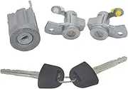 AL214 8973765610 8973765620 Ignition Switch Left Right Door Lock Cylinder Key Set, for Holden, for Isuzu, 02-10 Rodeo DMAX D-MAX Denver Car Ignition Security(Black Lock Set)